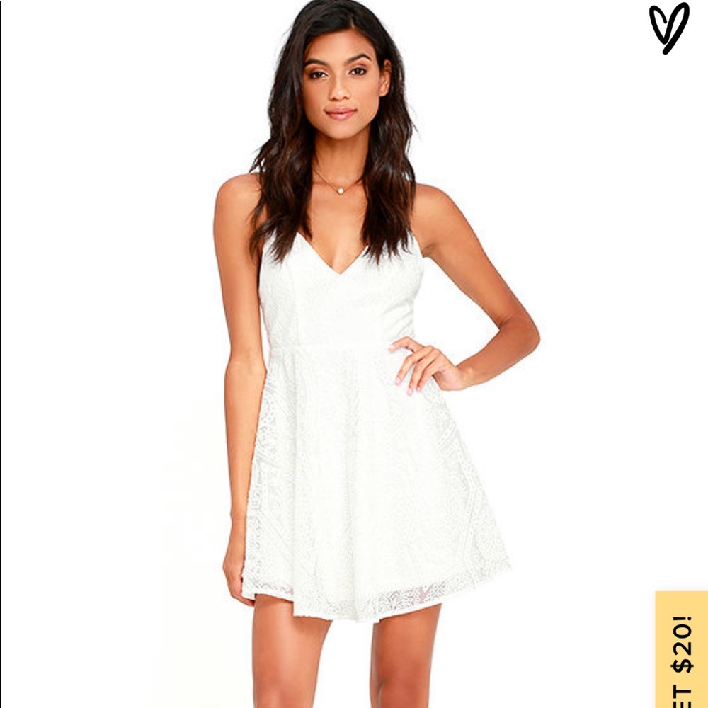 Lulu’s Promise Me forever White lace skater dress
